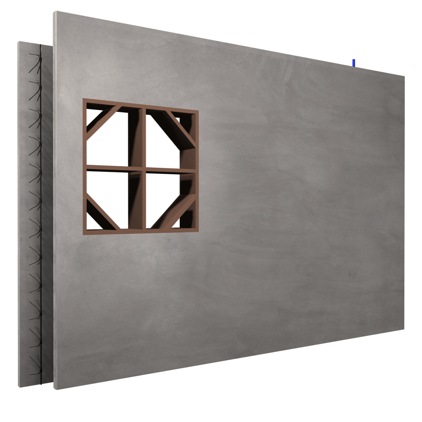 ARMACOFFRÉ® mit Fensterschalung und versetzter Schale, Ansicht der Außenschale